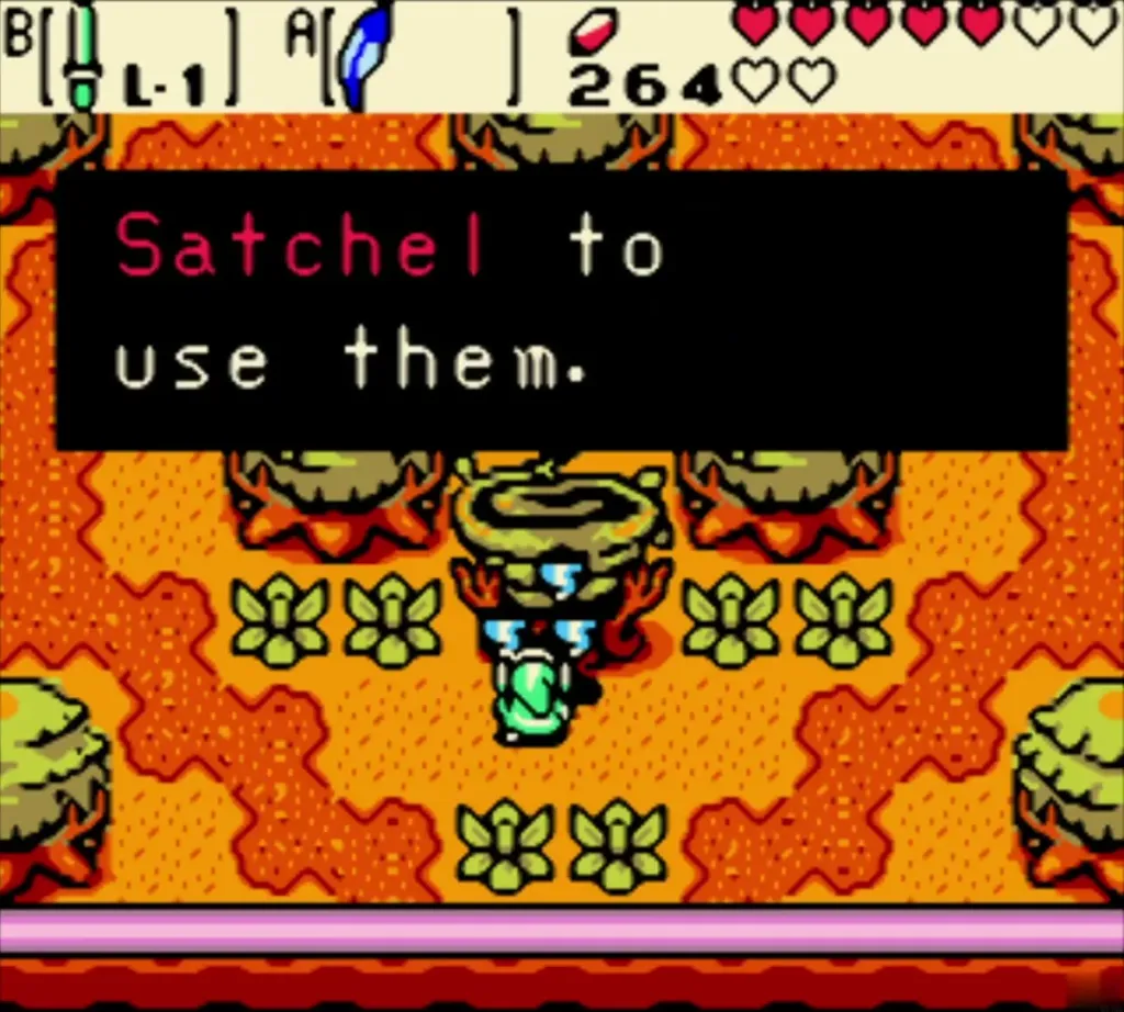 Link stands under the picked Gale Tree as the seed message finishes Link stands under the picked Gale Tree as the seed message finishes