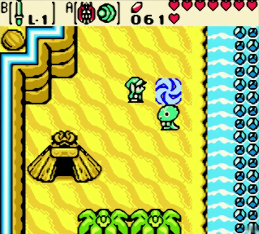 Blue swirl portal opening on the Crescent Island glyph beside Link Blue swirl portal opening on the Crescent Island glyph beside Link