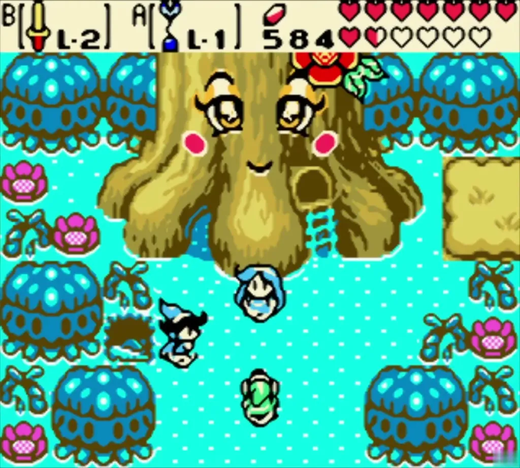 Link, Nayru and Ralph arriving in front of the Maku Tree in Lynna City Link, Nayru and Ralph arriving in front of the Maku Tree in Lynna City