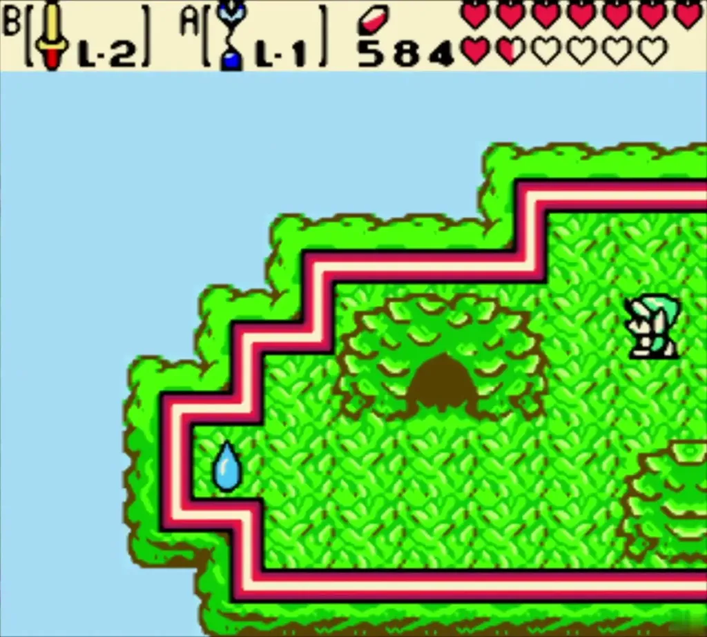 Link walking the canopy ledge toward the second Gasha Seed Link walking the canopy ledge toward the second Gasha Seed