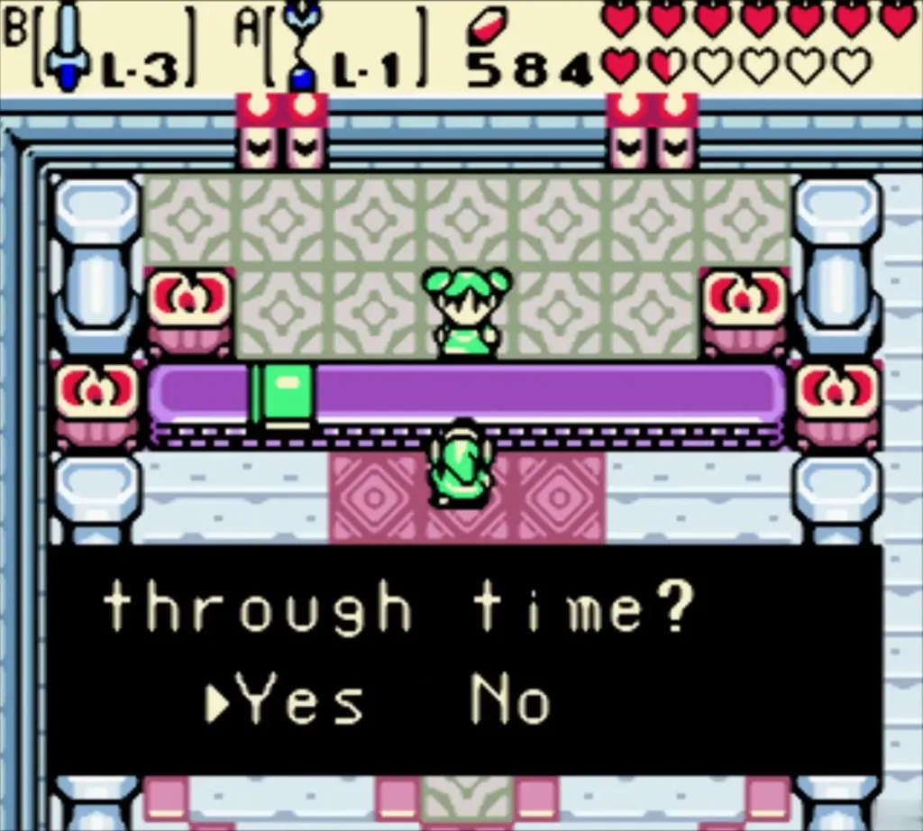Farore asking about the secret to moving through time with Yes and No Farore asking about the secret to moving through time with Yes and No