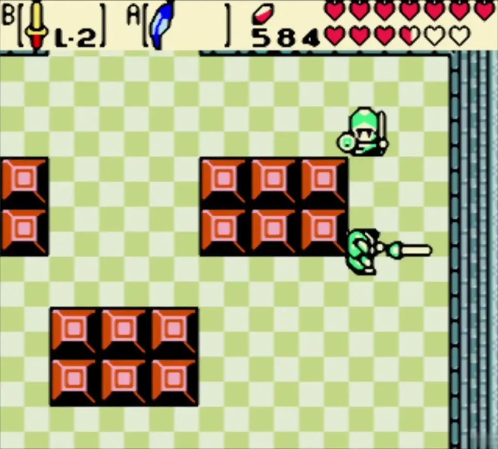 Link swinging his sword at a soldier in the palace room Link swinging his sword at a soldier in the palace room
