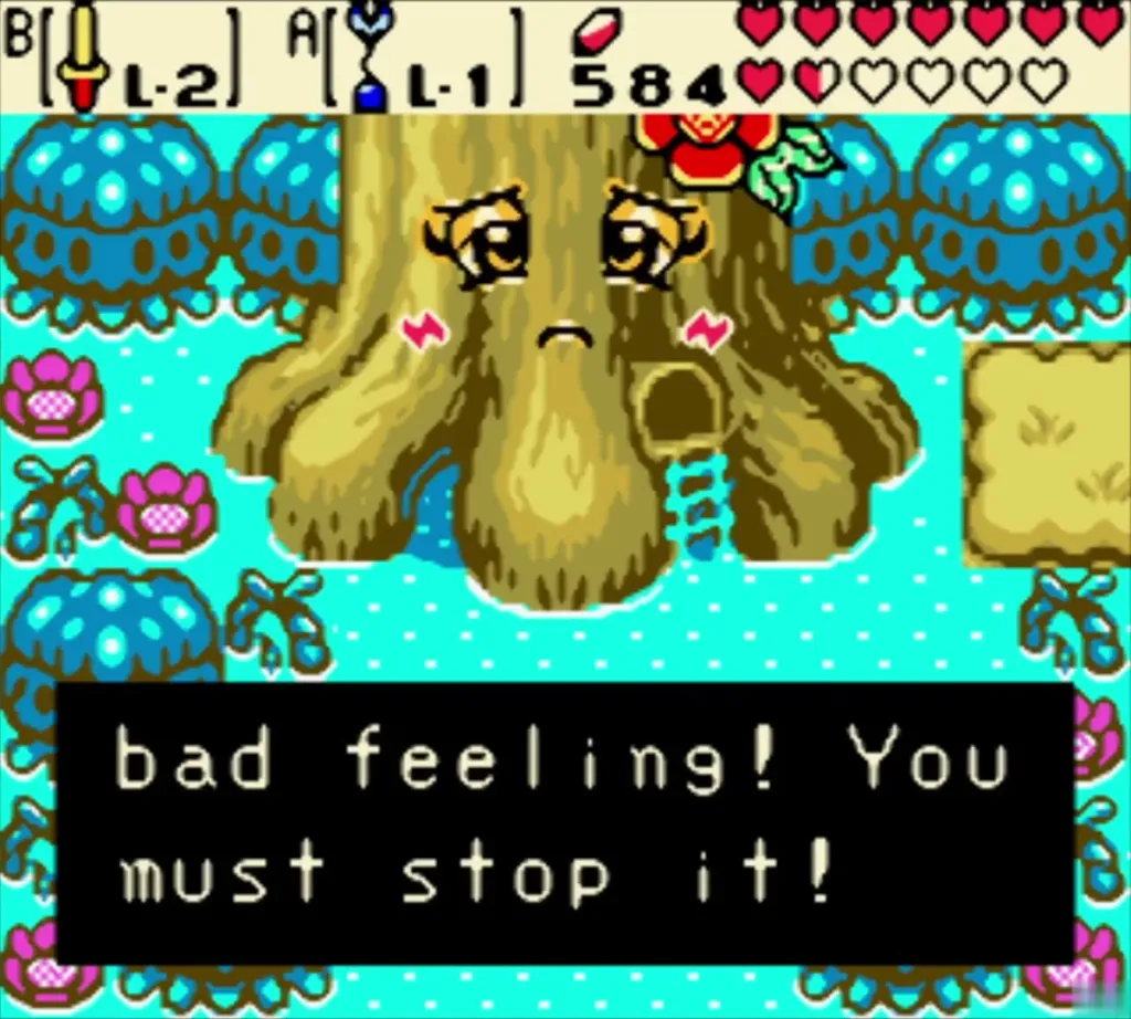 Maku Tree saying he has a bad feeling and Link must stop it Maku Tree saying he has a bad feeling and Link must stop it