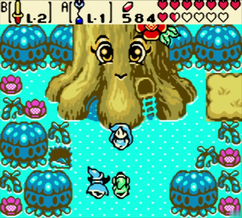 Nayru facing the Maku Tree with Link and Ralph in the chamber Nayru facing the Maku Tree with Link and Ralph in the chamber