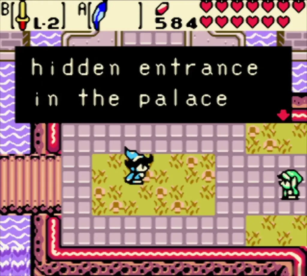 Ralph telling Link about the hidden entrance in the palace garden Ralph telling Link about the hidden entrance in the palace garden