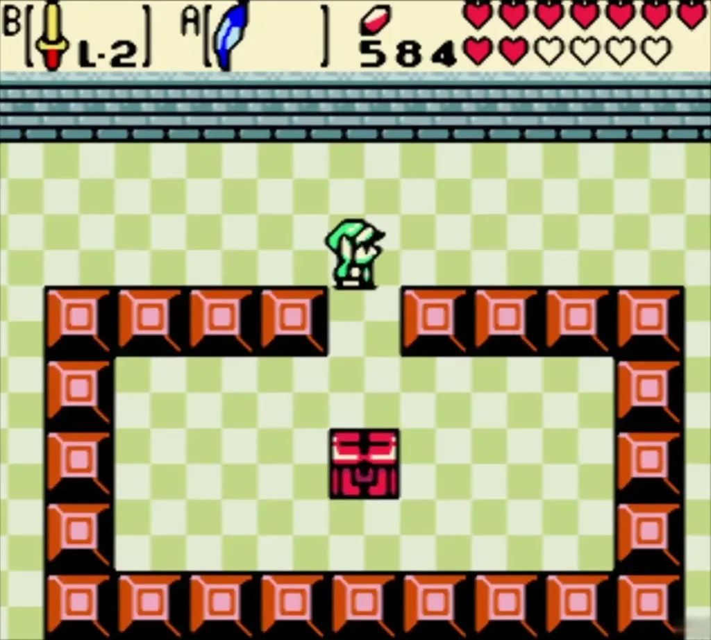 Link at the gap in the block ring above the chest Link at the gap in the block ring above the chest