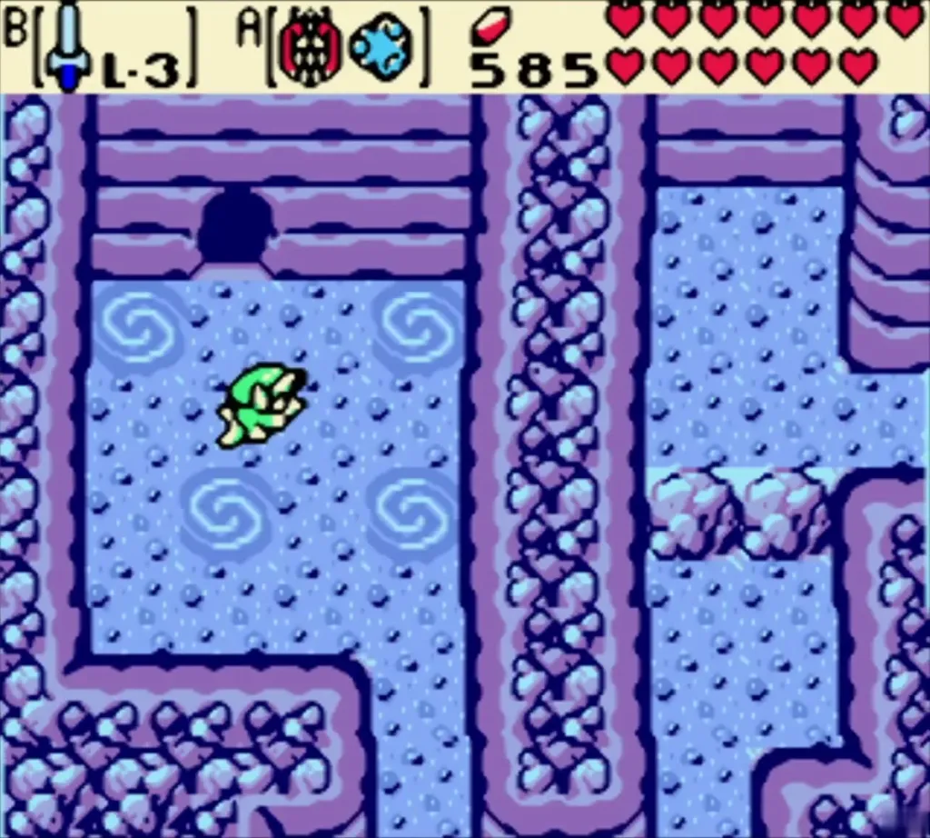 Link swimming back out through the underwater maze Link swimming back out through the underwater maze