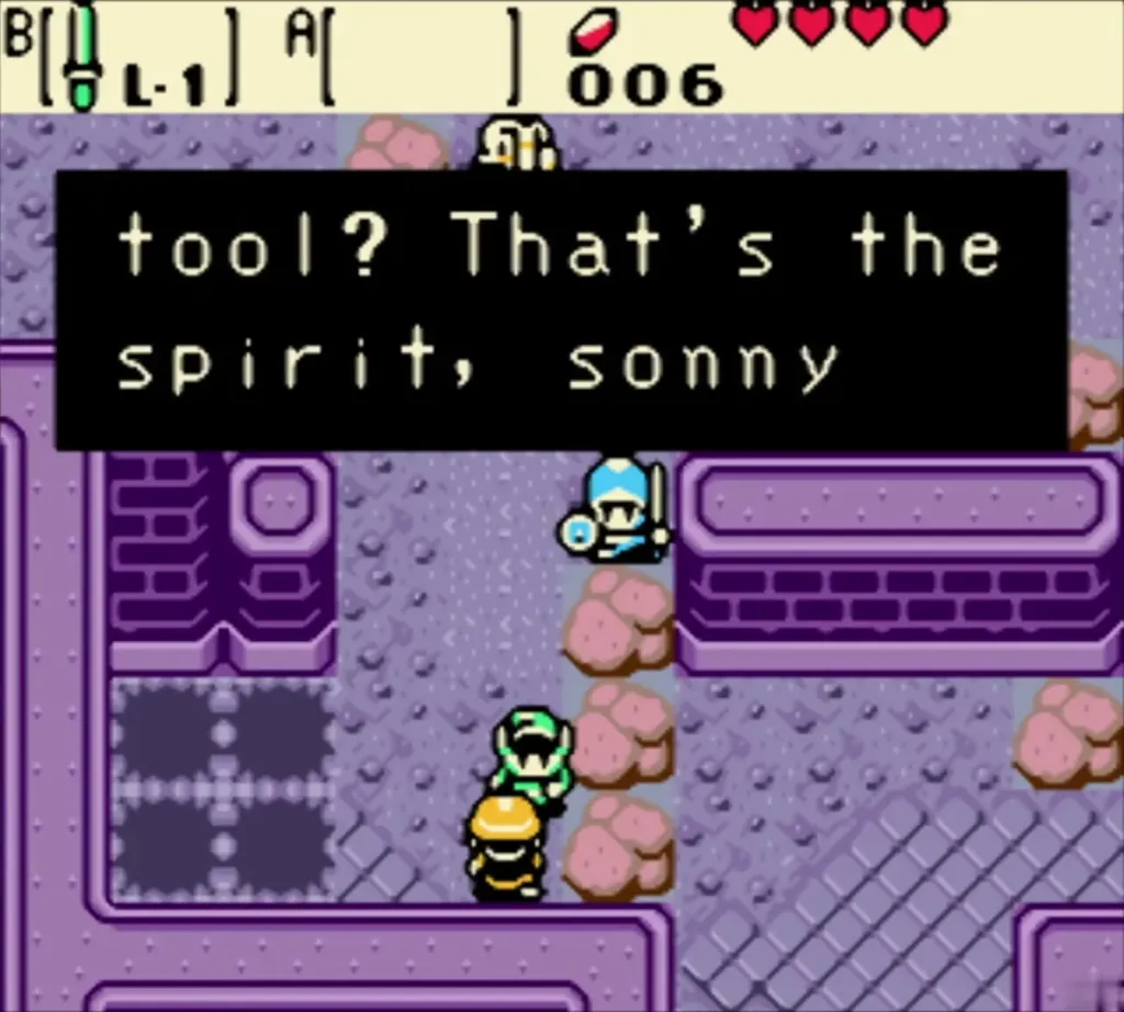 The man reading near the holes praising Link's spirit about digging