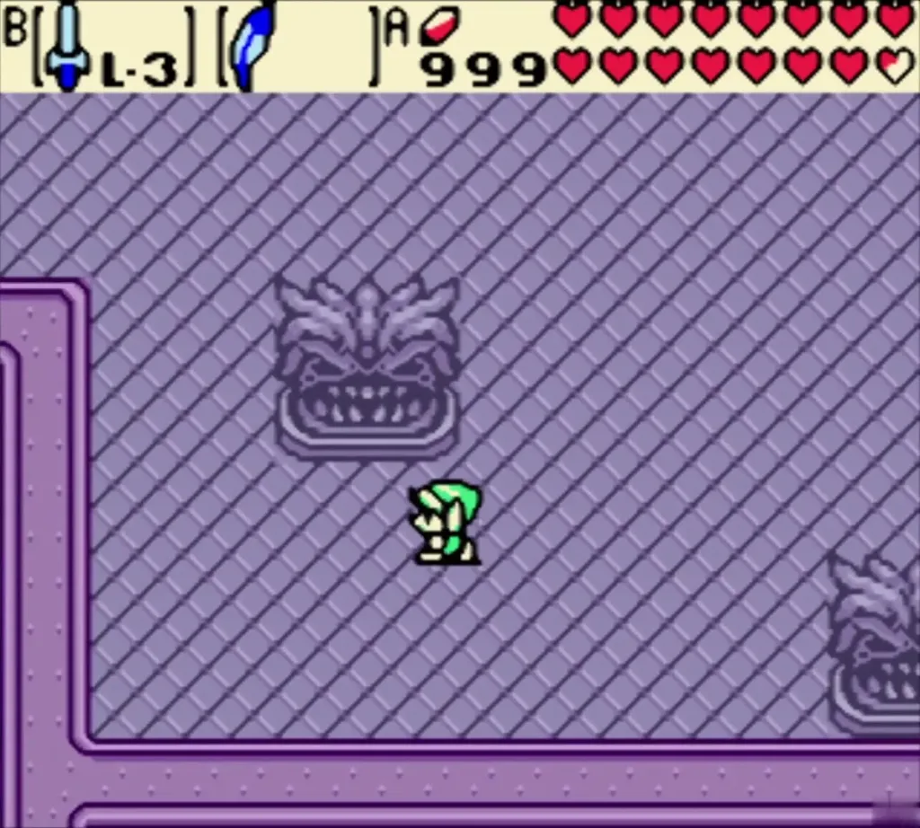 Link beside the flame and the stone owl statue in the Black Tower room Link beside the flame and the stone owl statue in the Black Tower room