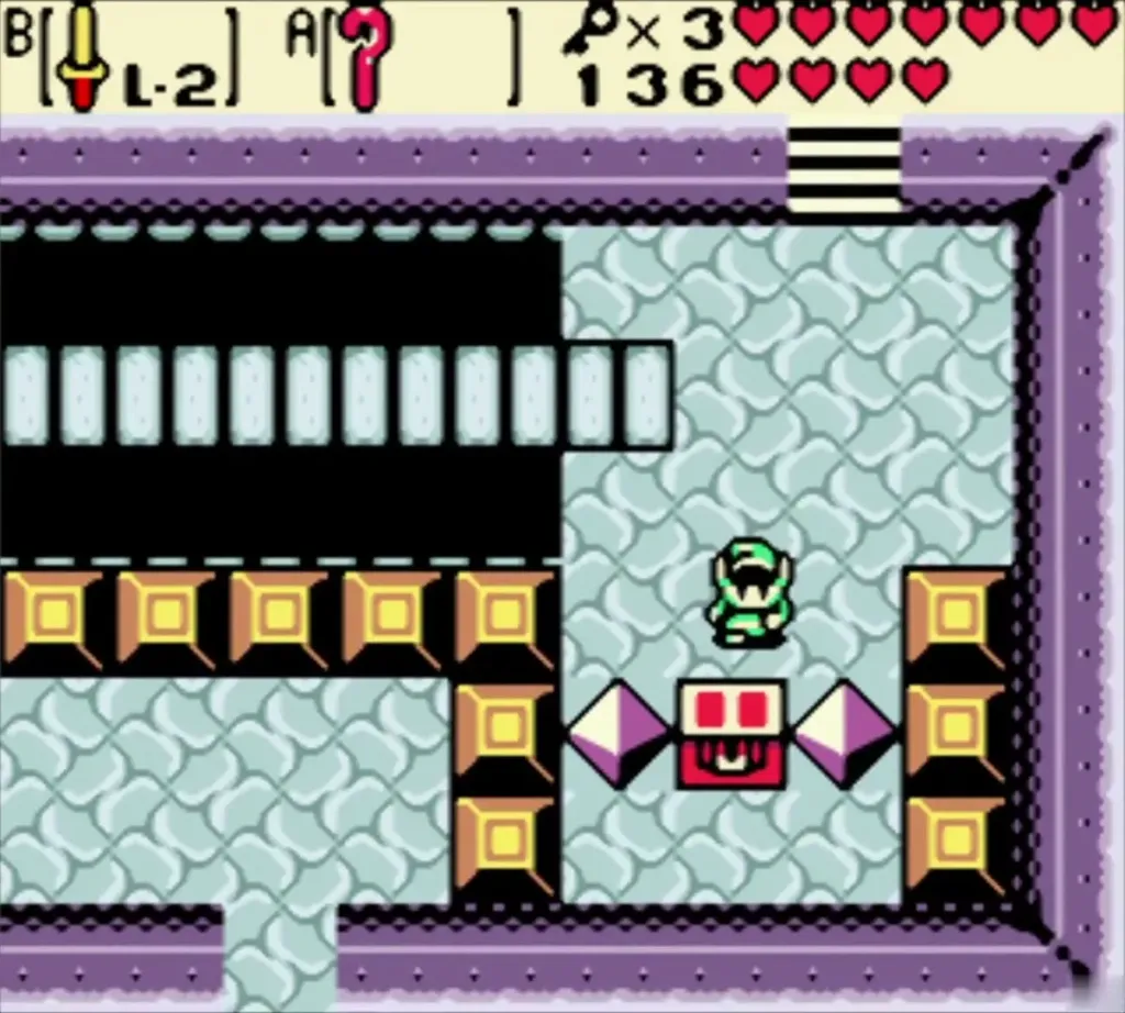 Link above the chest between two stone diamonds Link above the chest between two stone diamonds