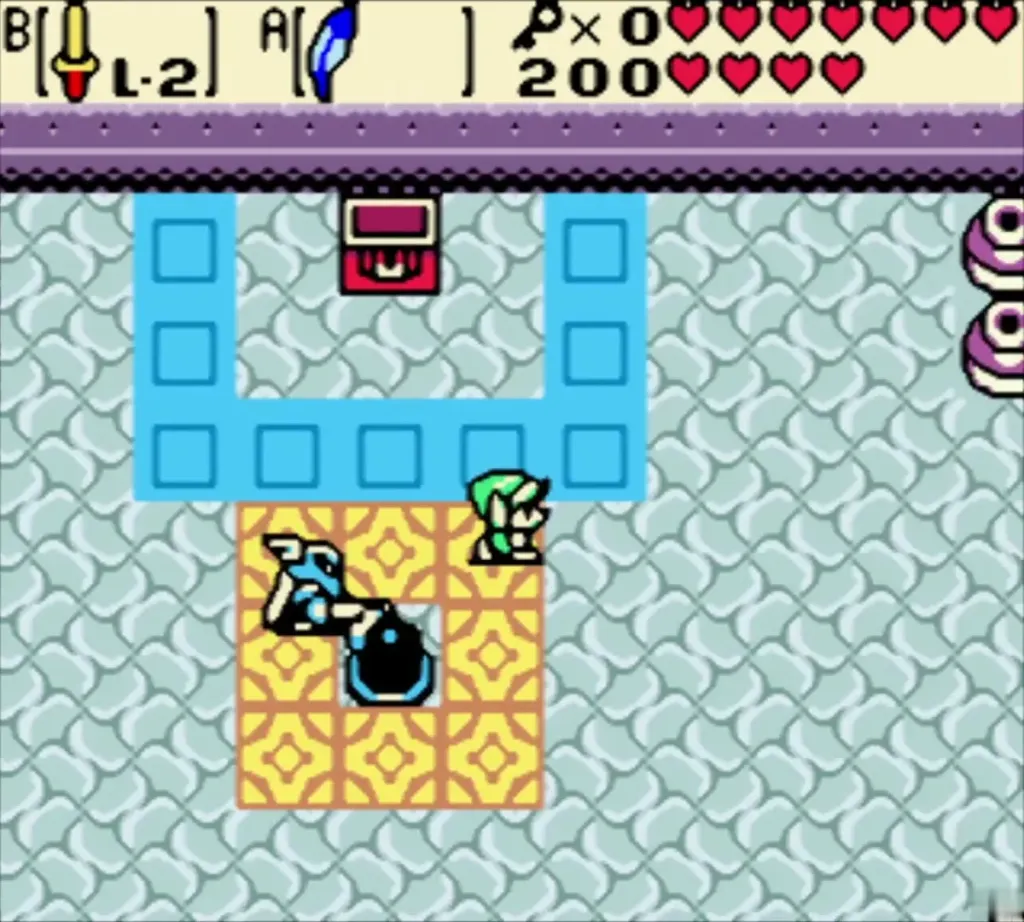 Link in the map chest room heading for the boss door Link in the map chest room heading for the boss door