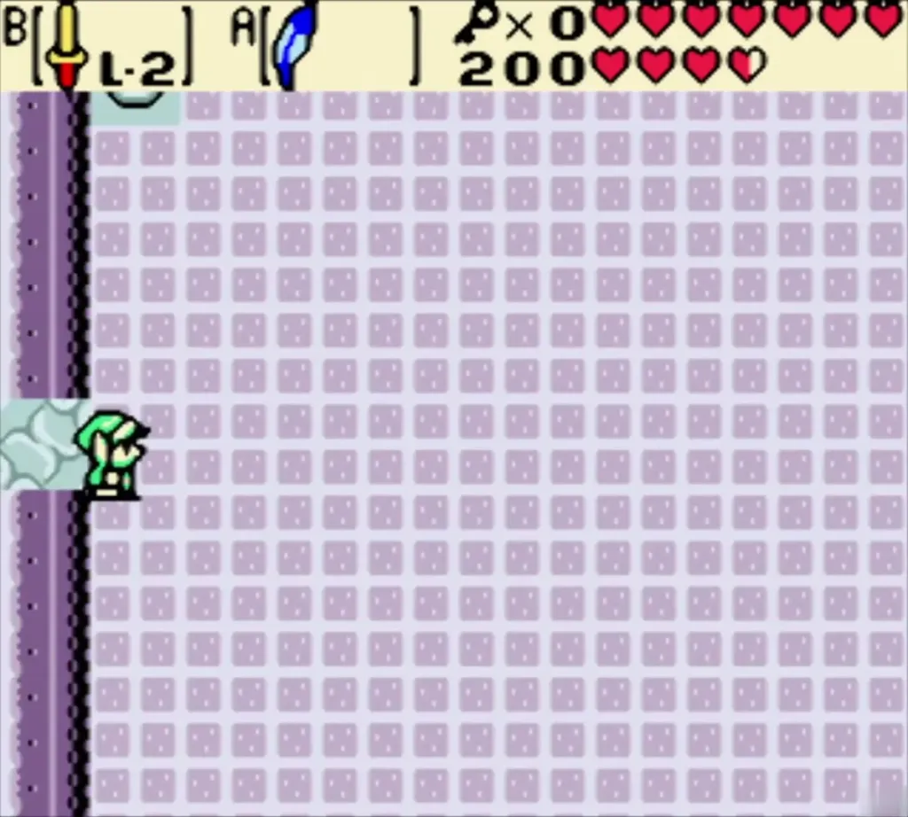 Link stepping into the empty boss room through the west door Link stepping into the empty boss room through the west door
