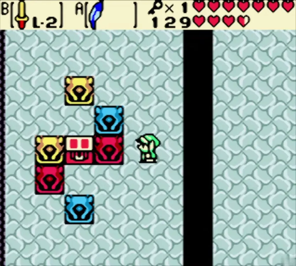 The chest appearing among the matched statues The chest appearing among the matched statues