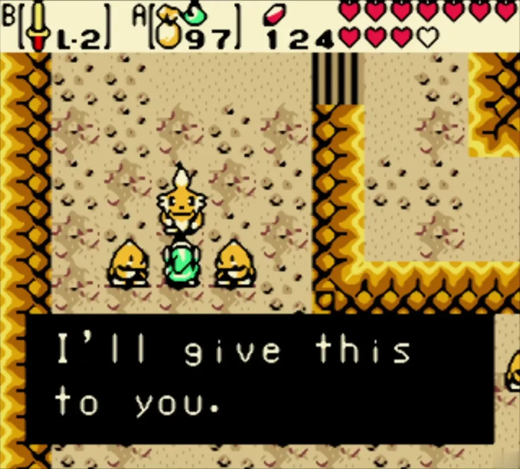 The Goron Elder in his cave telling Link he will give him the key The Goron Elder in his cave telling Link he will give him the key