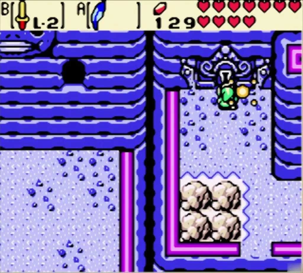 Link opening the Crown Dungeon door on Rolling Ridge Link opening the Crown Dungeon door on Rolling Ridge