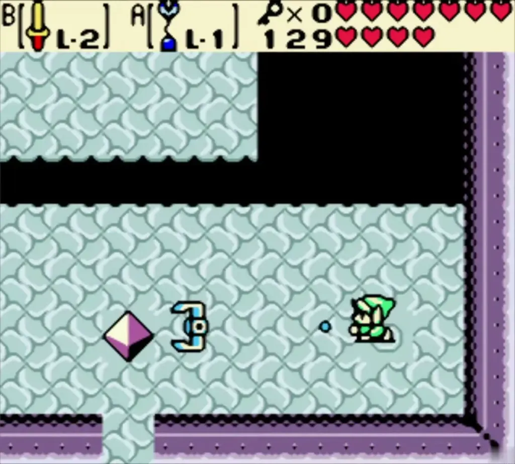 Link firing the Switch Hook toward the stone diamond Link firing the Switch Hook toward the stone diamond