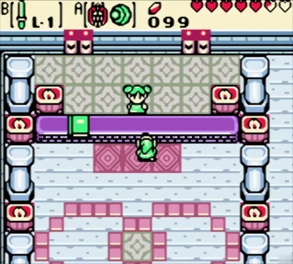 Link and Farore in the Hall of Secrets once the exchange is done Link and Farore in the Hall of Secrets once the exchange is done