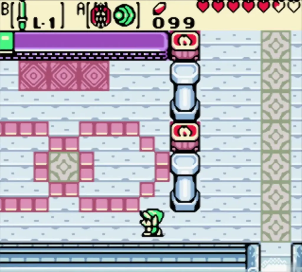 Link walking through the hall inside the Maku Tree Link walking through the hall inside the Maku Tree