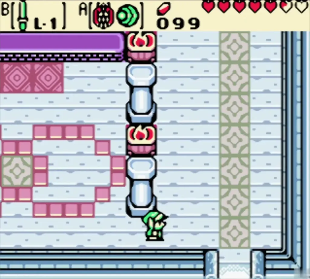 Link leaving Farore's hall inside the Maku Tree Link leaving Farore's hall inside the Maku Tree