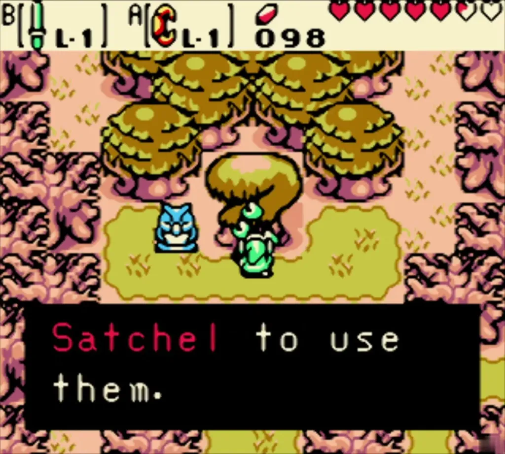 Message telling Link to open his Seed Satchel to use the seeds Message telling Link to open his Seed Satchel to use the seeds