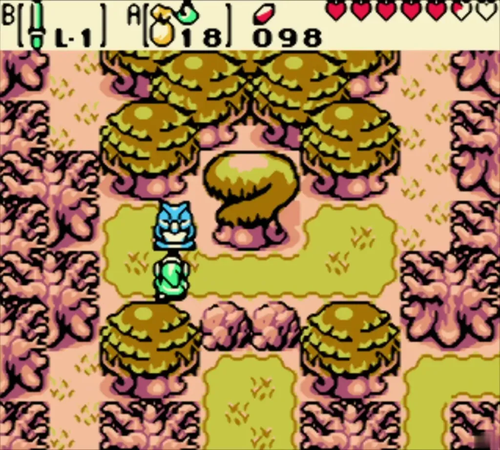 Link beside the owl statue next to the Mystery Seed tree Link beside the owl statue next to the Mystery Seed tree