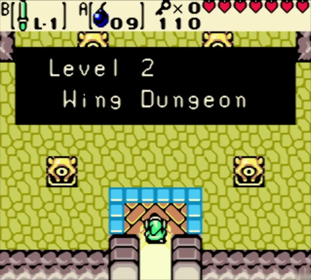 Level 2 Wing Dungeon title as Link enters the first room Level 2 Wing Dungeon title as Link enters the first room