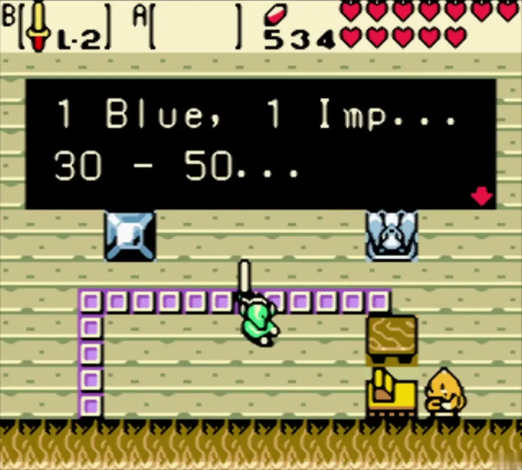 Link hitting a ball in the shooting gallery as the box counts one blue target and one imp Link hitting a ball in the shooting gallery as the box counts one blue target and one imp