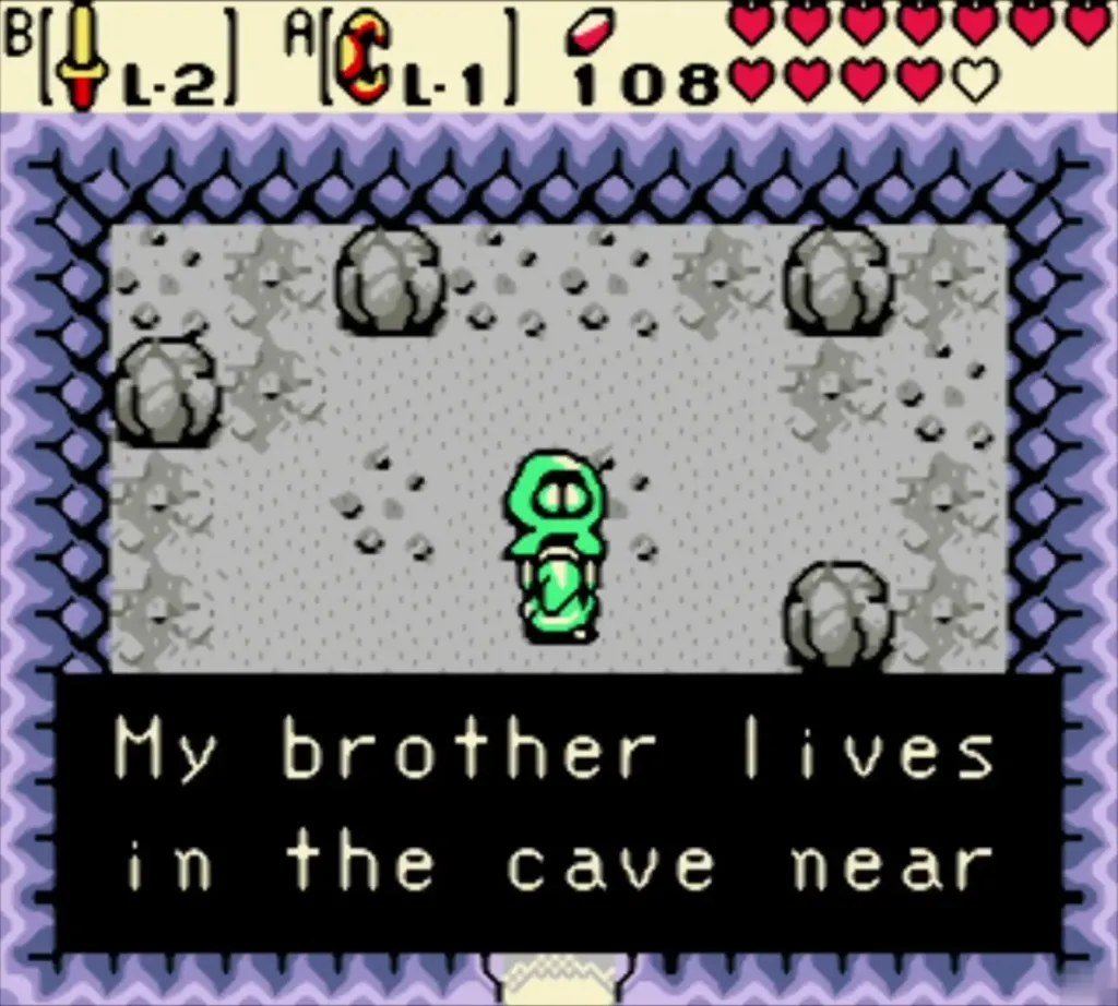 A figure in the grey cave saying his brother lives in the cave nearby A figure in the grey cave saying his brother lives in the cave nearby