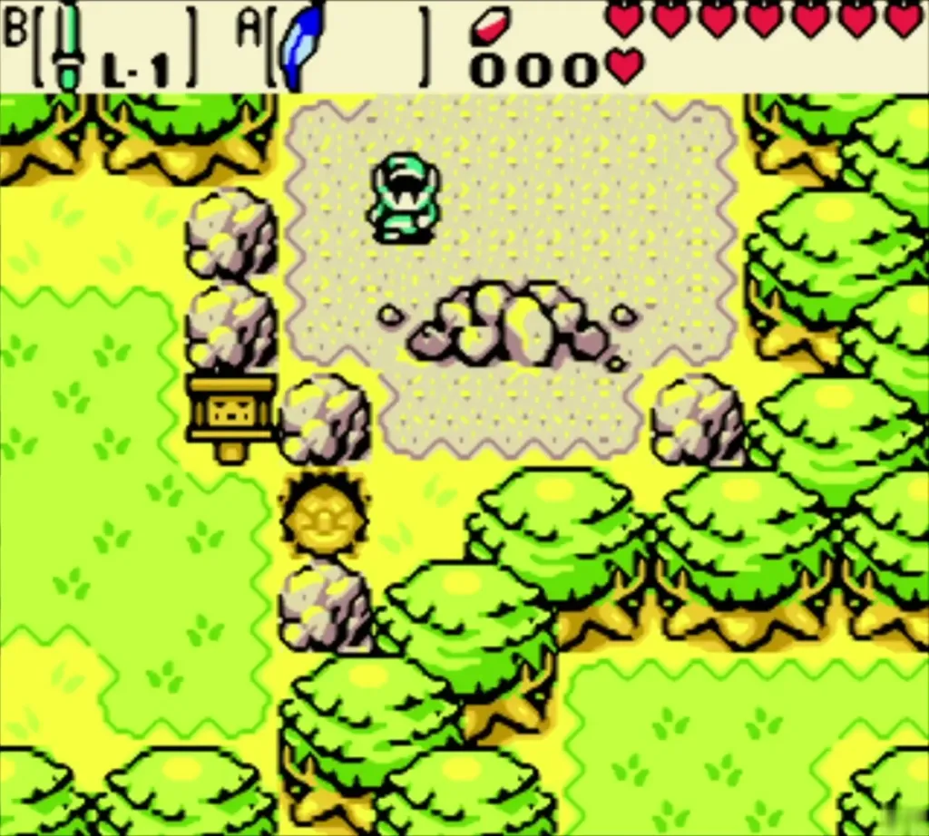 Link entering the stone circle in the Fairies' Woods at the Wing Dungeon ruins Link entering the stone circle in the Fairies' Woods at the Wing Dungeon ruins