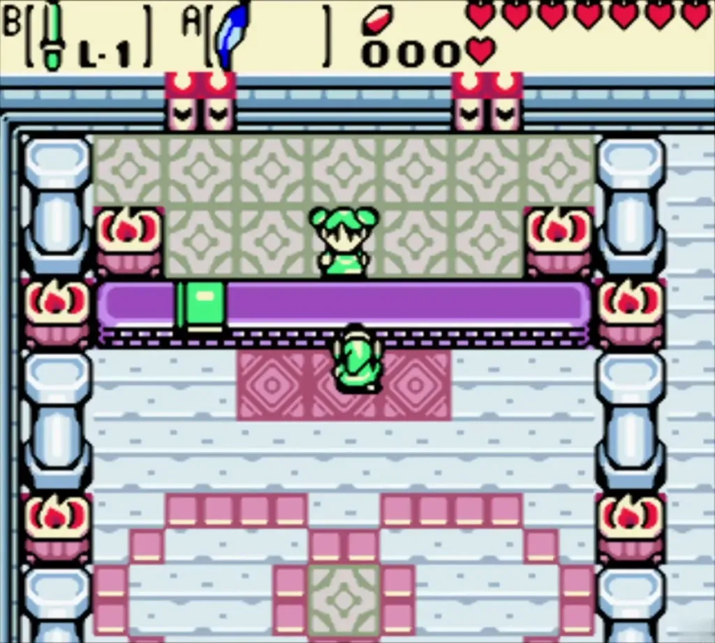 Link at Farore's desk about to receive a reward Link at Farore's desk about to receive a reward