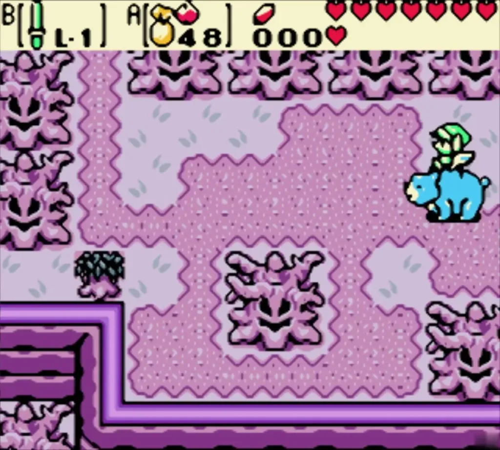 Link riding Moosh along the graveyard path Link riding Moosh along the graveyard path