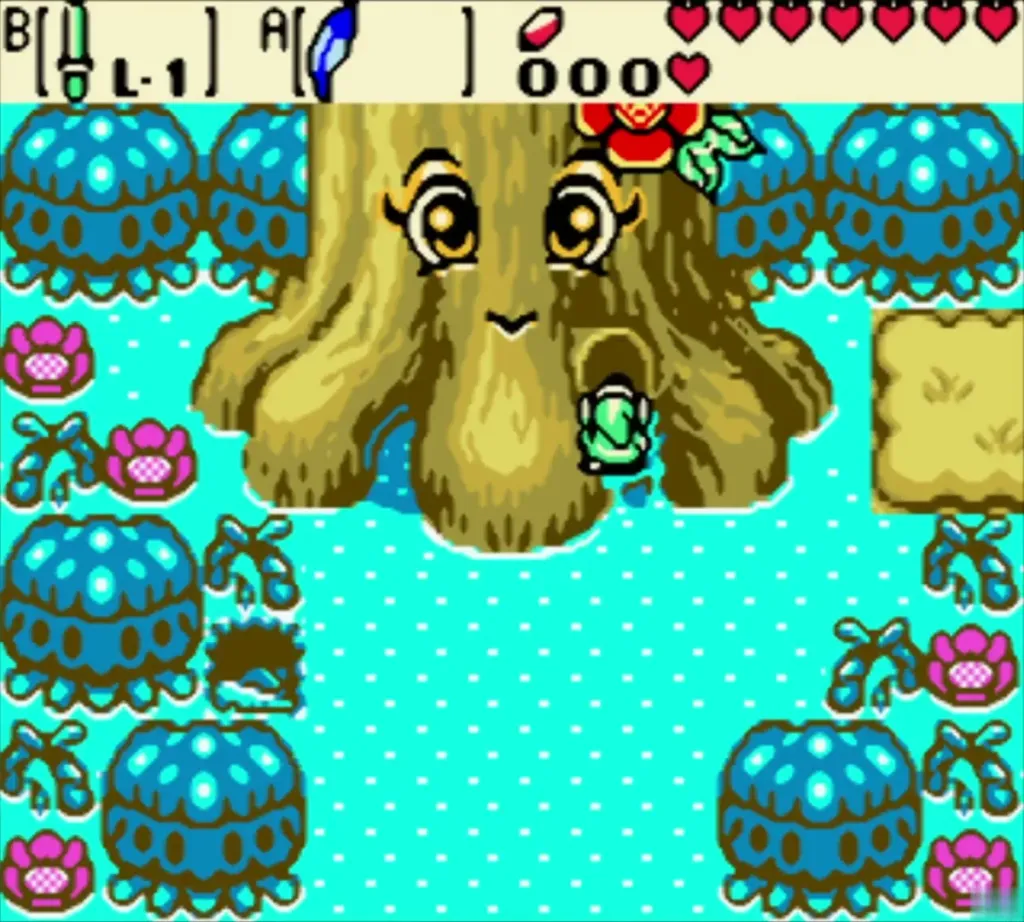 Link wading up to the Maku Tree Link wading up to the Maku Tree
