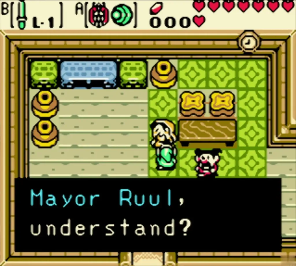 The woman asking Link to take a secret to Mayor Ruul in Horon Village The woman asking Link to take a secret to Mayor Ruul in Horon Village