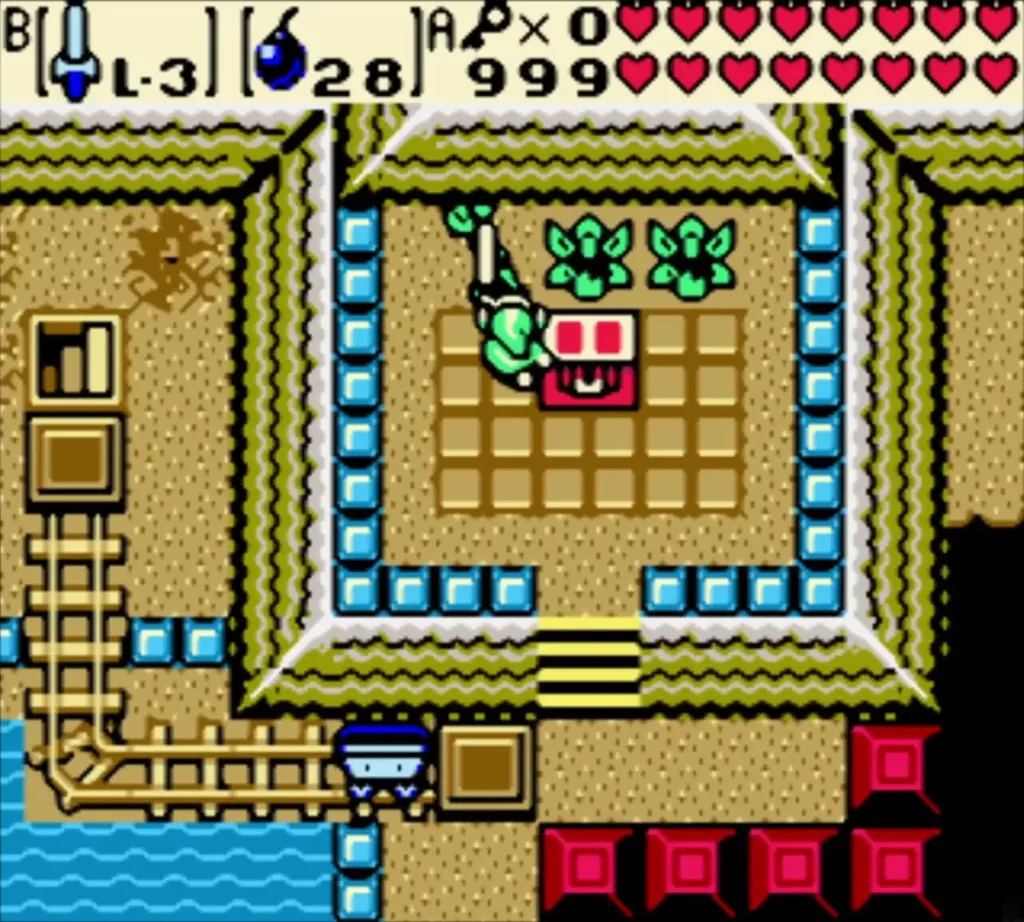 Link in the chest room below three green statues Link in the chest room below three green statues