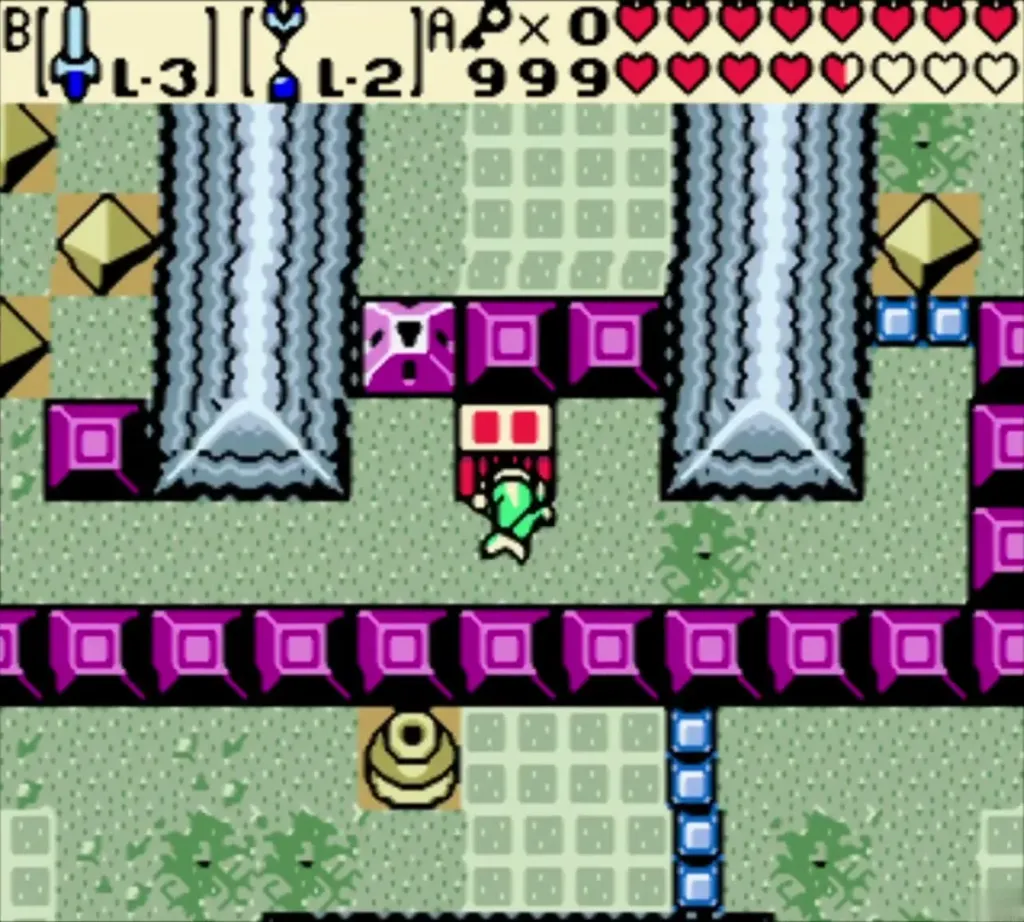 Link at the pedestal chest in the stone room of Hero's Cave Link at the pedestal chest in the stone room of Hero's Cave