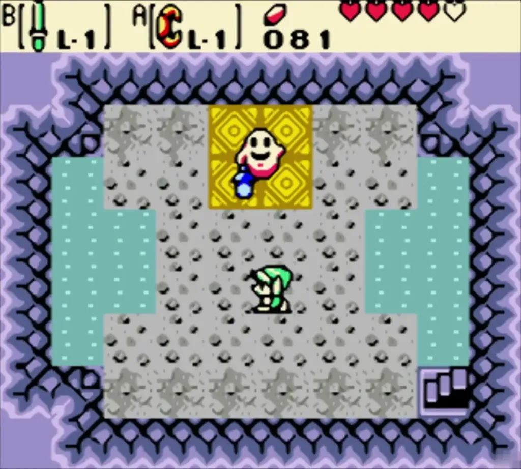 Link inside the burial chamber with the ghost on the golden tile Link inside the burial chamber with the ghost on the golden tile