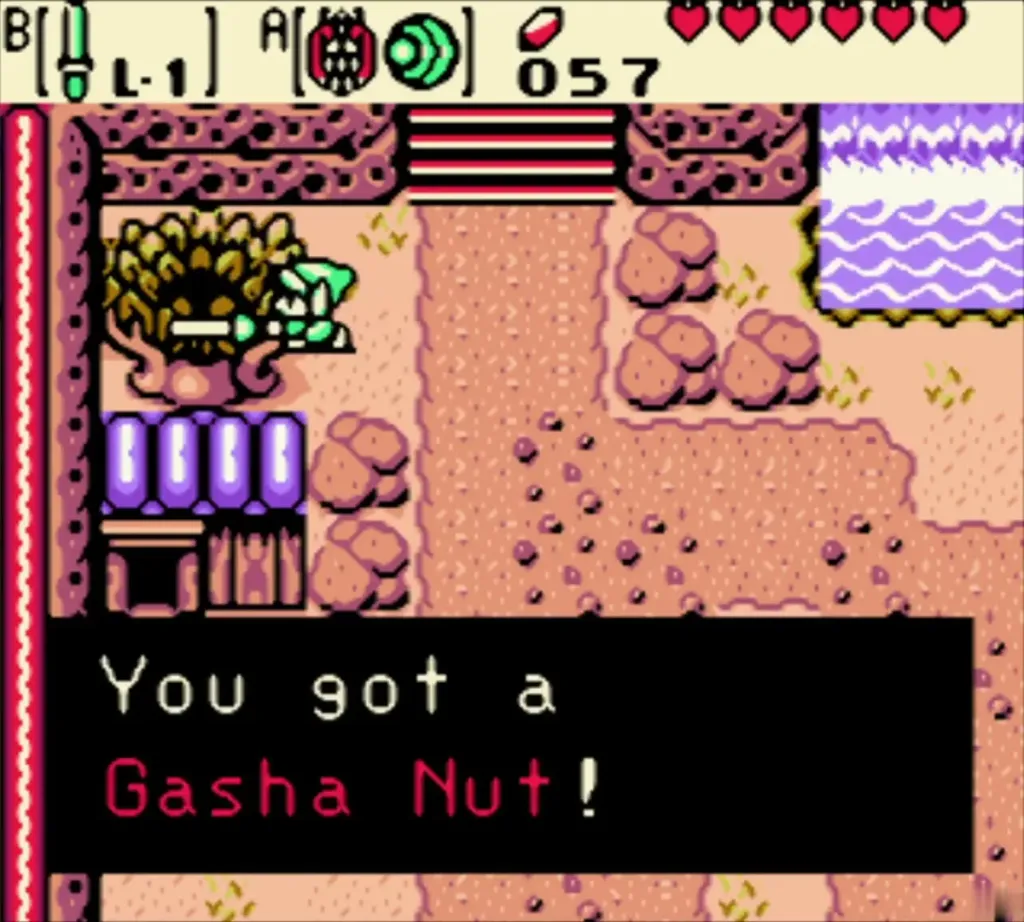 Link slashing the Gasha tree as the message reports a Gasha Nut Link slashing the Gasha tree as the message reports a Gasha Nut