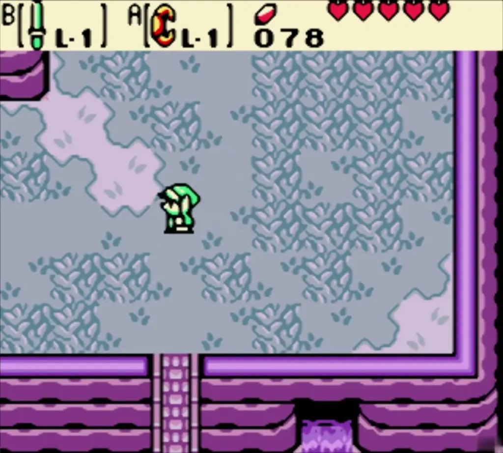 Link crossing the graveyard toward the exit Link crossing the graveyard toward the exit