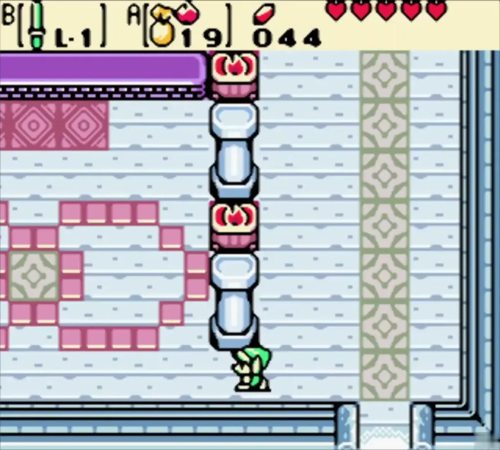 Link walking into Farore's Hall of Secrets Link walking into Farore's Hall of Secrets