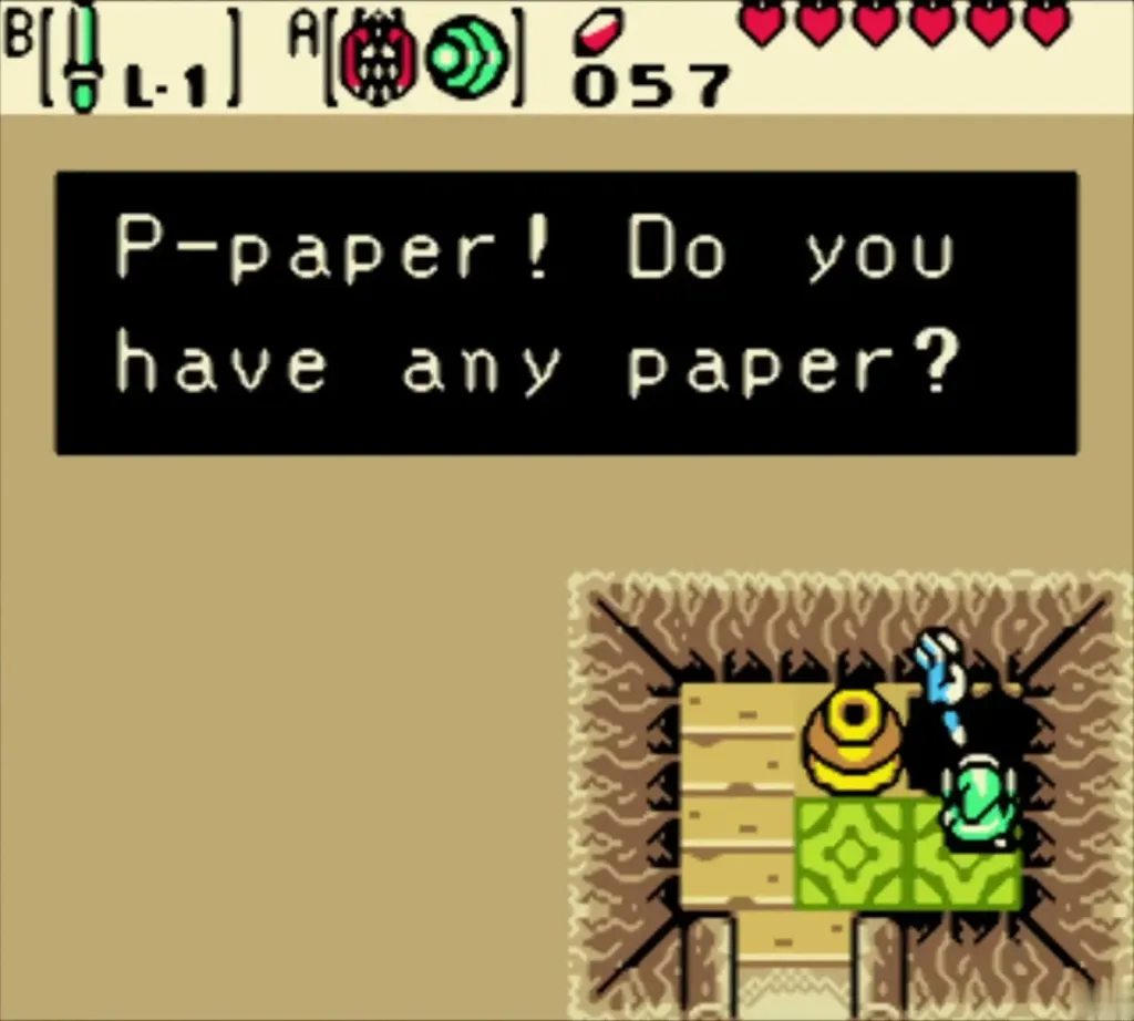 The man in the outhouse asking if Link has any paper The man in the outhouse asking if Link has any paper