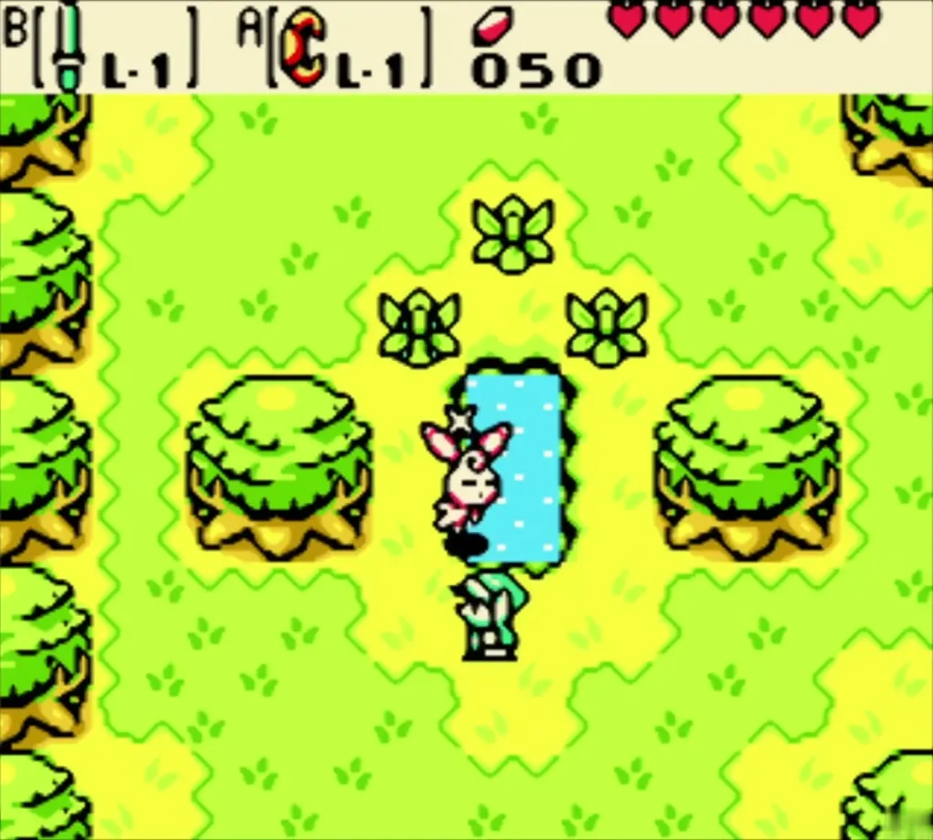 A fairy found beside the small pond with Link next to her A fairy found beside the small pond with Link next to her