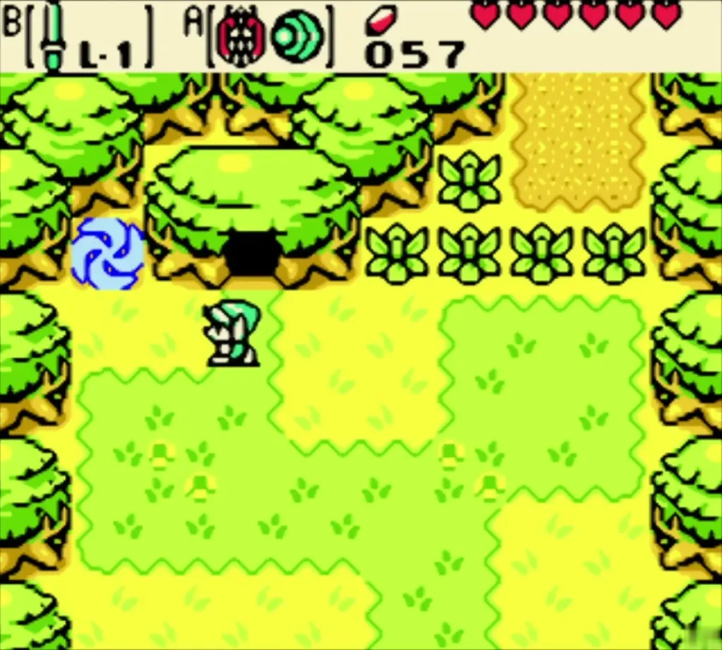 A blue Time Portal swirling into life beside Link A blue Time Portal swirling into life beside Link