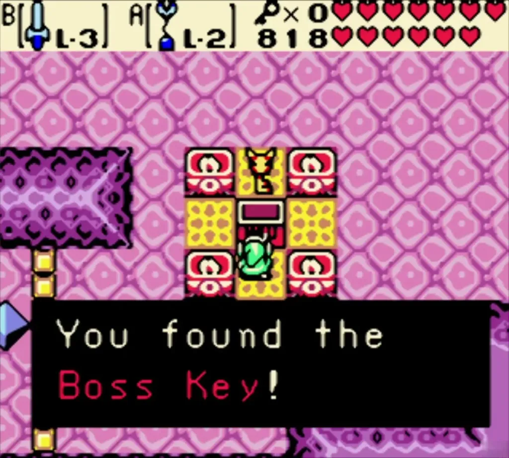 You found the Boss Key message with Link holding the key above the centre chest