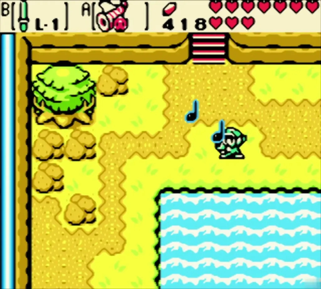 Link playing the flute by the shore to call Dimitri Link playing the flute by the shore to call Dimitri