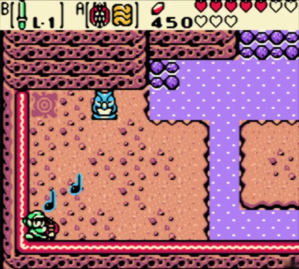 Link playing the Tune of Currents in the past at Talus Peaks Link playing the Tune of Currents in the past at Talus Peaks