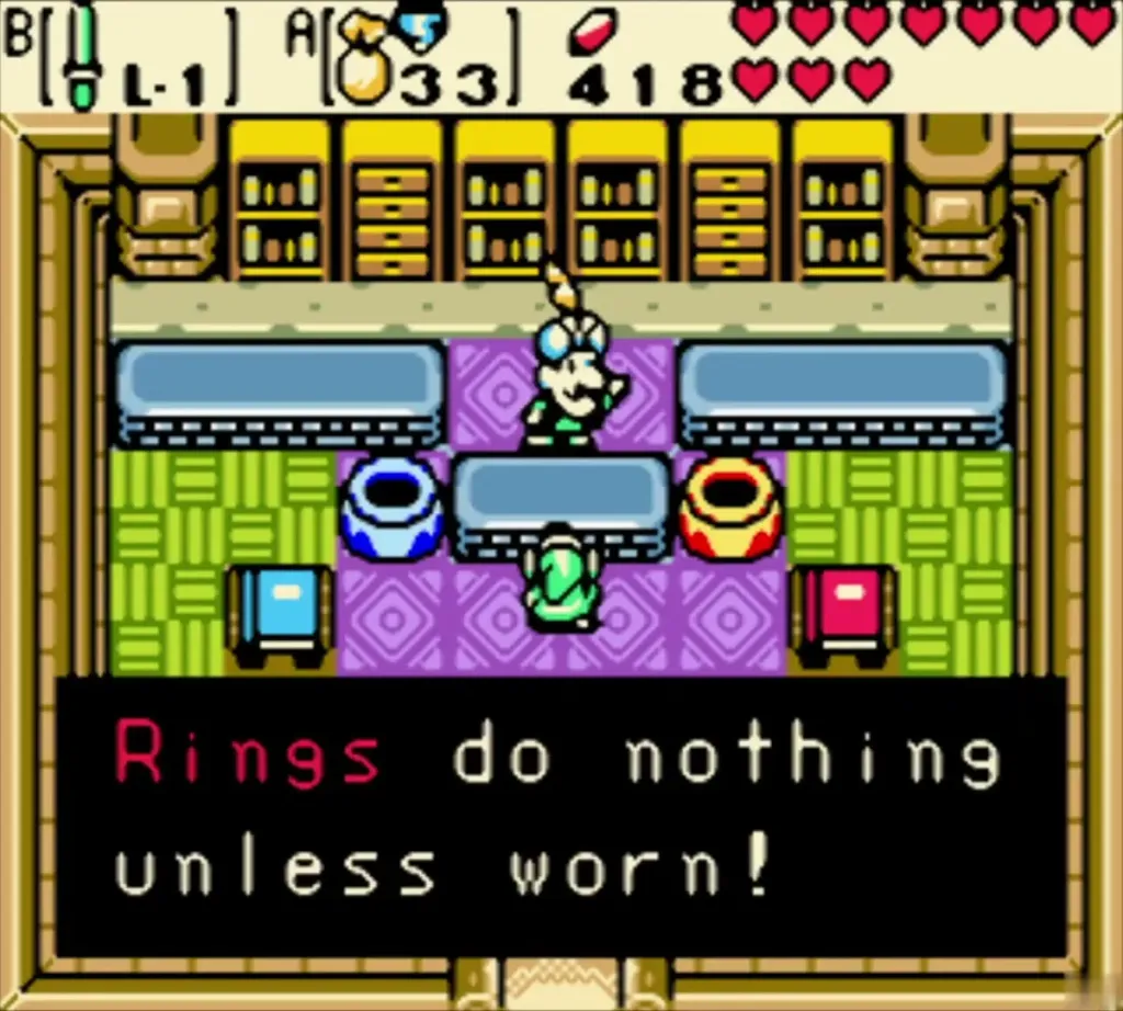 Vasu reminding Link that rings do nothing unless worn Vasu reminding Link that rings do nothing unless worn