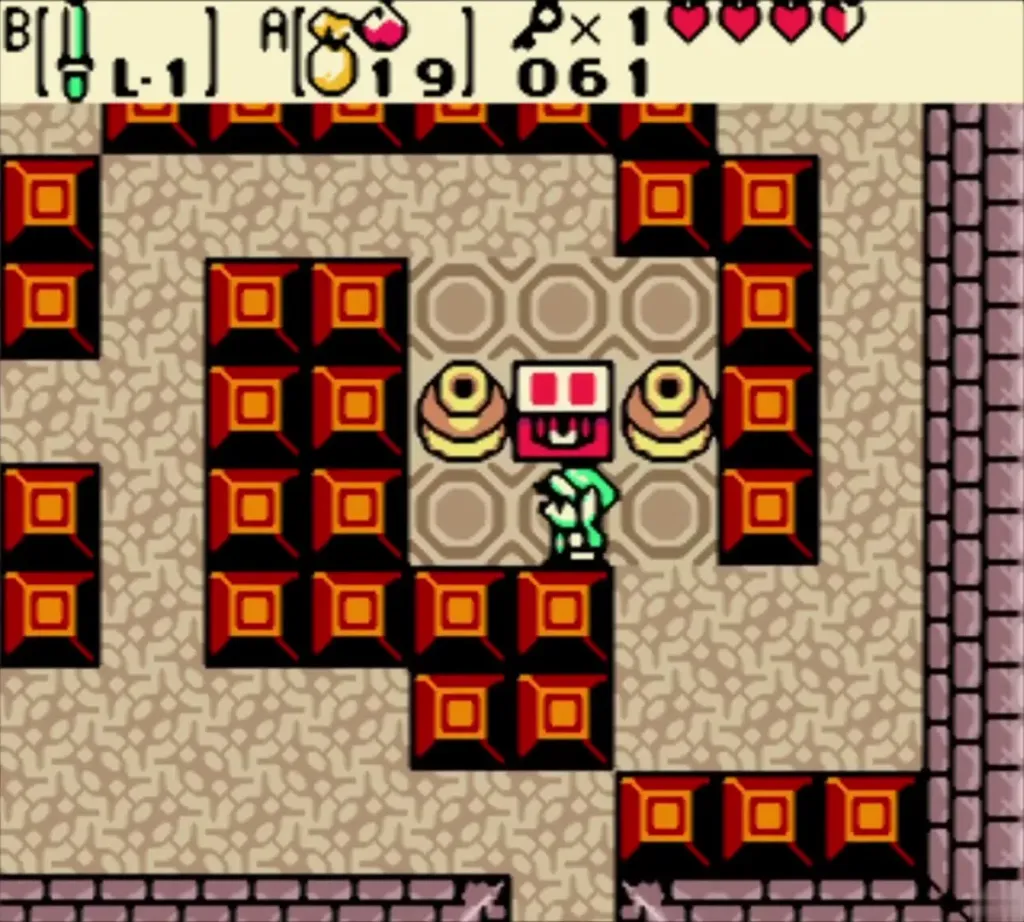 Link below the chest that has risen between the two platforms Link below the chest that has risen between the two platforms