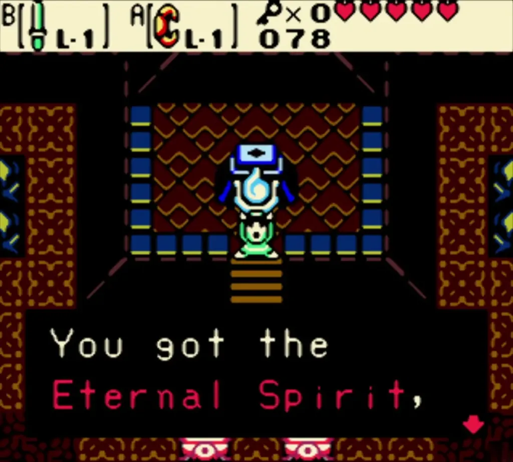 Link holding up the Eternal Spirit with the You got the Eternal Spirit message Link holding up the Eternal Spirit with the You got the Eternal Spirit message