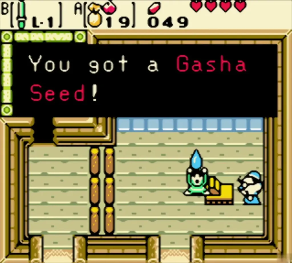 Link holding up the Gasha Seed with the You got a Gasha Seed message Link holding up the Gasha Seed with the You got a Gasha Seed message