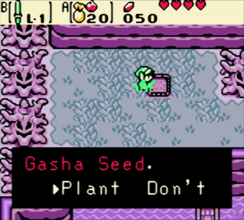 The Plant or Don't prompt for the Gasha Seed while Link stands on the soft soil The Plant or Don't prompt for the Gasha Seed while Link stands on the soft soil